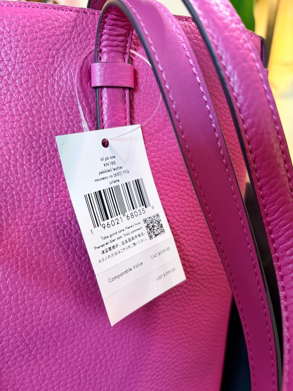 kate spade Hot Pink Pebbled Leather Tote - Picture 4 of 5